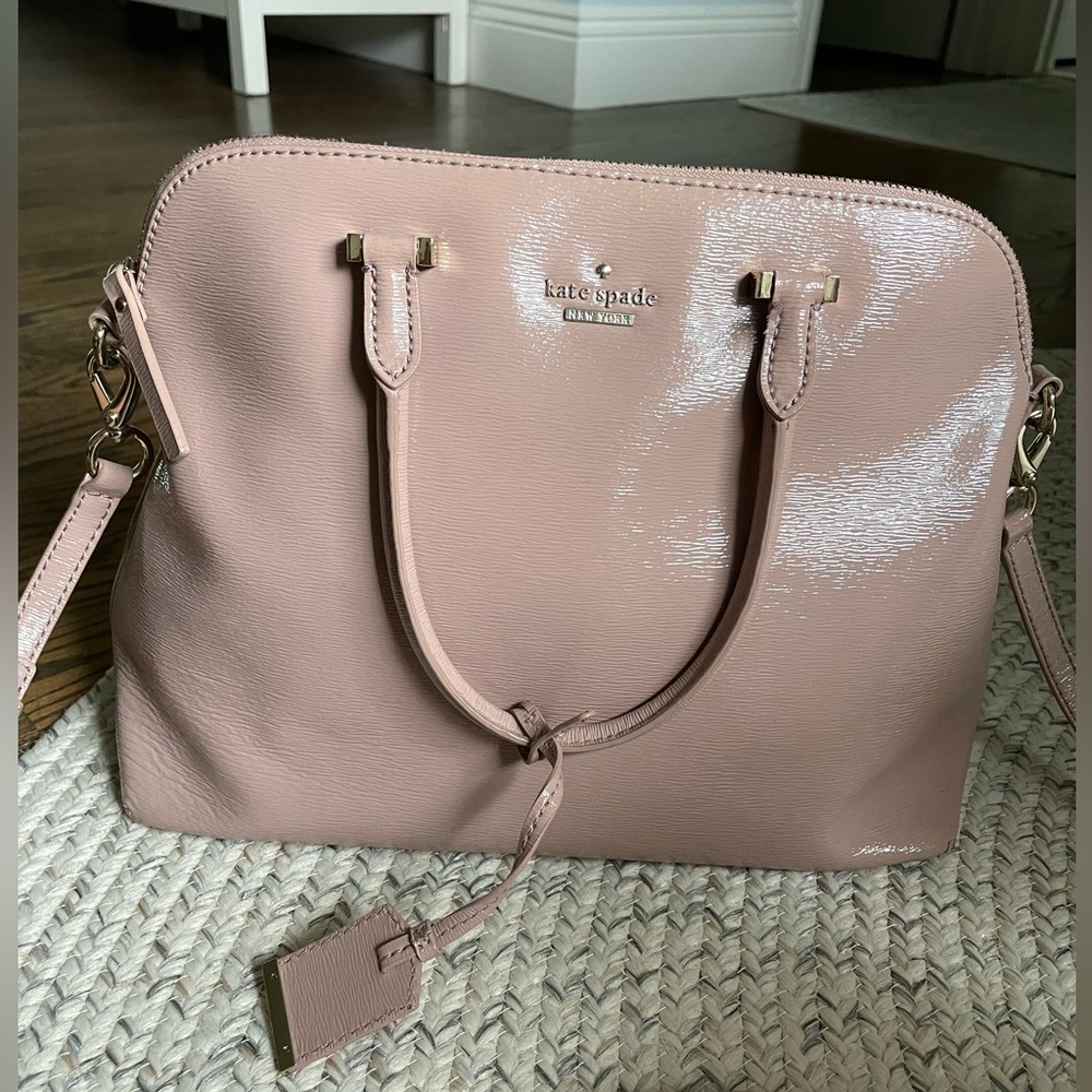👜 Kate Spade New York Blush Patent Leather Satchel – Crossbody & Top Handle